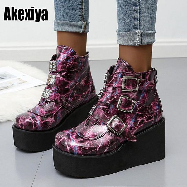 

2020 new feminina antiskid booties winter women ankle boots back zipper footwear platform high heels wedges shoes woman botas 43, Black