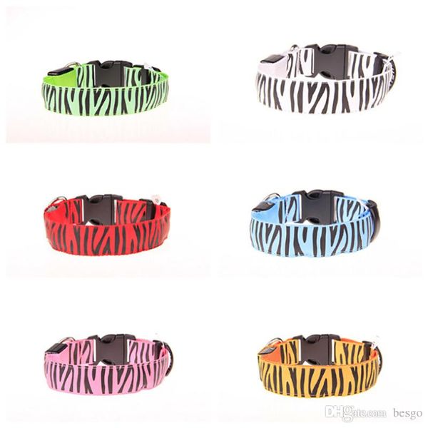

stripe led pet dog collar night safety led light flashing glow in the dark small dog pet leash dog collar flashing safety collar vt0861