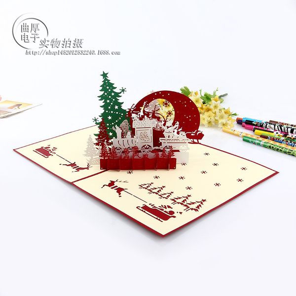 

2020 style christmas toy christmas eve handmade paper carving 3d cards festive christmas and new year greeting cards