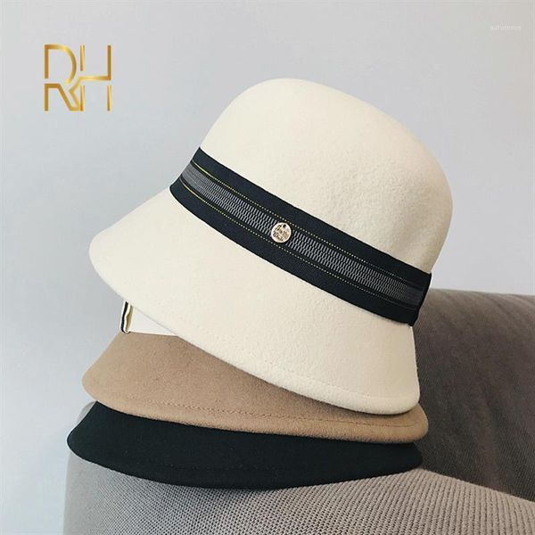 

autumn winter wool bucket hat women fashion vintage fisherman hats foldable versatile cap spring felt hat fedora rh1, Blue;gray