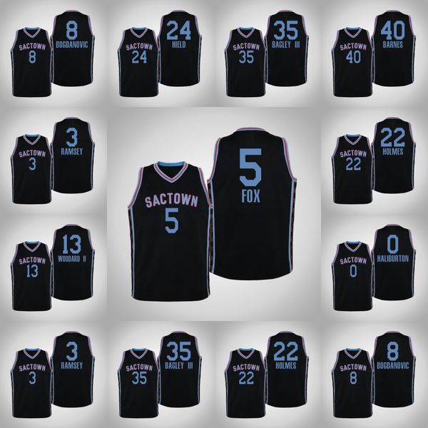 

sacramento kings men robert woodard ii jahmi'us ramsey richaun holmes buddy hield bogdan bogdanovic black 2021 season jersey