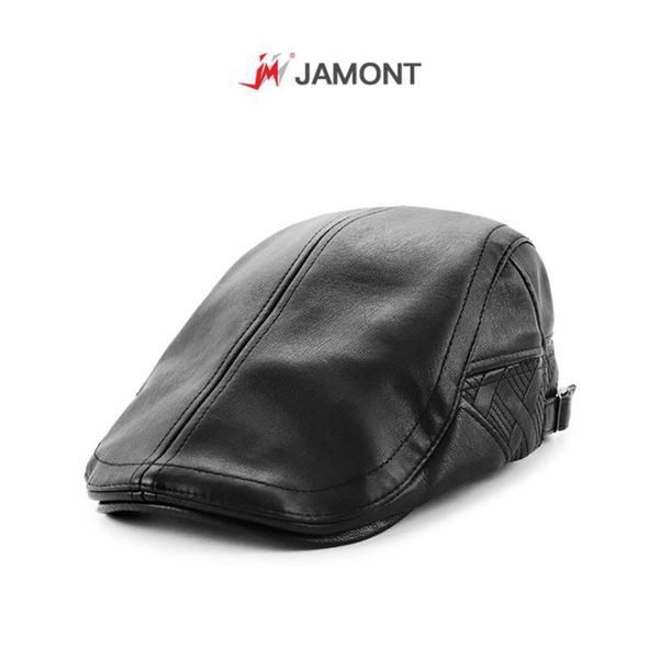 

berets jamont autumn winter beret caps mens hats pu leather solid hat british retro men women woolen flat boina, Blue;gray
