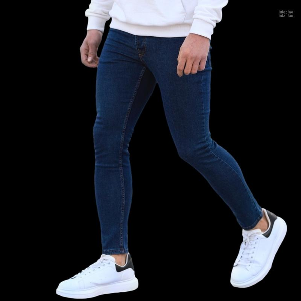 

casual 100% cotton men skinny indigo basic jeans denim new style good price wholesale offer trend 20211, Blue