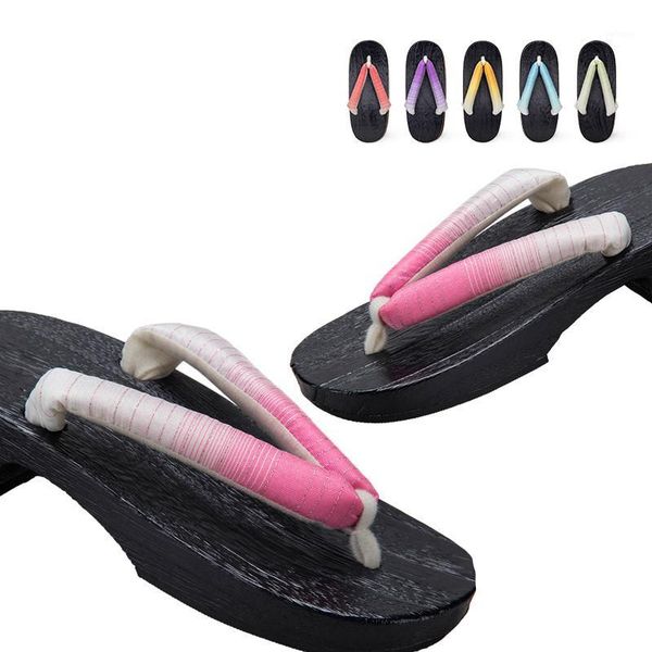 

slippers japanese traditional kimono geta woman anime cosplay geisha party stage shoes outdoor sandals obi ao dai round toe slipper1, Black