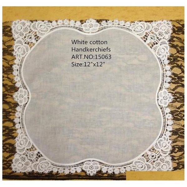 

home textile fashion ladies handkerchief 12pcs/lot 12x12"white soft 100%cotton wedding handkerchief embroidered roses lace hankies for