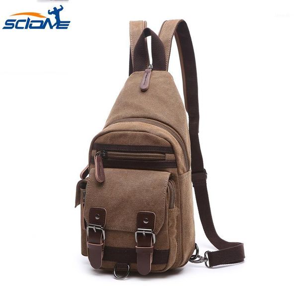 

outdoor bags scione canvas gym backpack for men fitness chest bag pack vintage shoulder tactical backpack1