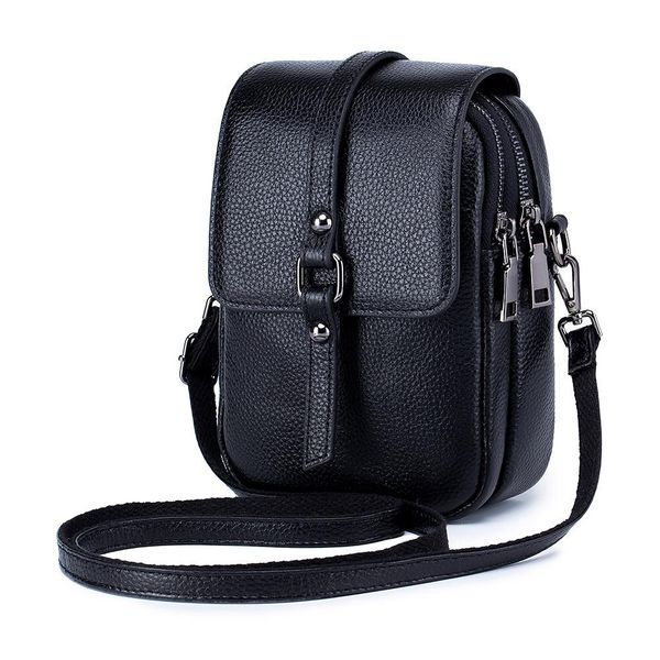 

black leather phone bag ladies new fashion design oblique cross bag ladies casual multifunctional mini wild personality small bag gift 9915