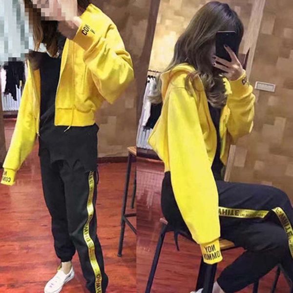 

and handsome sports spring suit women's autumn new fashion hip hop leisure korean two piece set harajuku trend, Gray