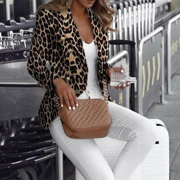 

women's suits & blazers hirigin leopard blazer stylish women spring autumn casual print jackets work office lady suit slim business coa, White;black