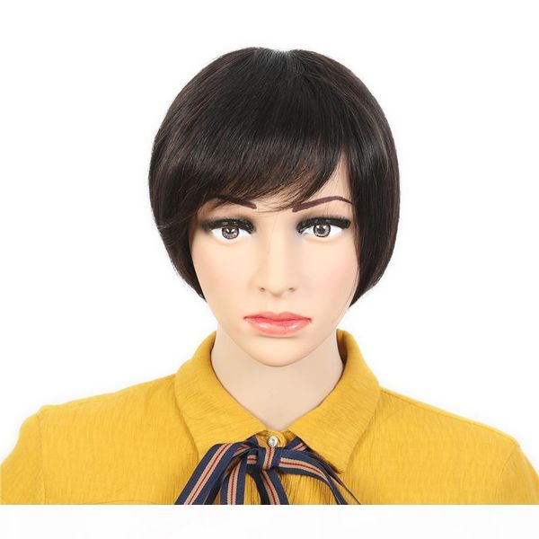 

lace wig pixie none lace wigs short glueless lace fronthuman hair wigs for black women bobo human hair wigs, Black;brown