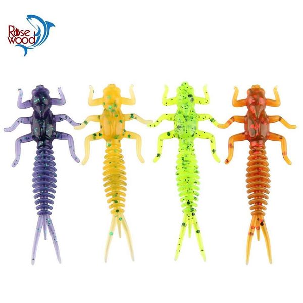 

50pcs/lot soft larva fishing lure 60mm 1.4g dragonfly larva worm freshwater fishing bait lifelike sile drag bbyqwd bdepack2001