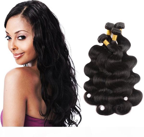 

viya indian human hair bundles body wave hair style no shedding no tangle can be colored 4pcs lot, Black