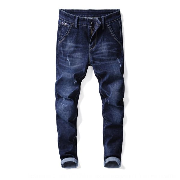 

men's korean fashion slim fit elastic jeans youth fashion brand casual pants men's small leg casual pants jeansjeans and jeanspant, Blue