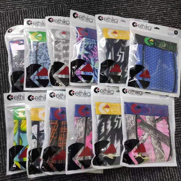 

men's ethika underwear sports comfort new products autumn long leg boxer men's cartoon ethikas 003, Black;white