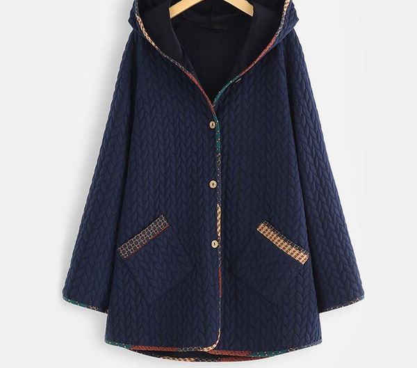 

женщины куртки пальто 2019 урожай с капюшоном осень зима теплая пальто кнопка с длинным рукавом тонкий outwear плюс размер s-5xl шинель t190, Black;brown