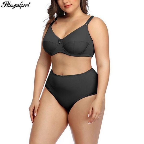 

plusgalpret plus size women bra and panty set unlined ultra thin bra e f cup 38-48 with high waisted brief ligerie female, Red;black
