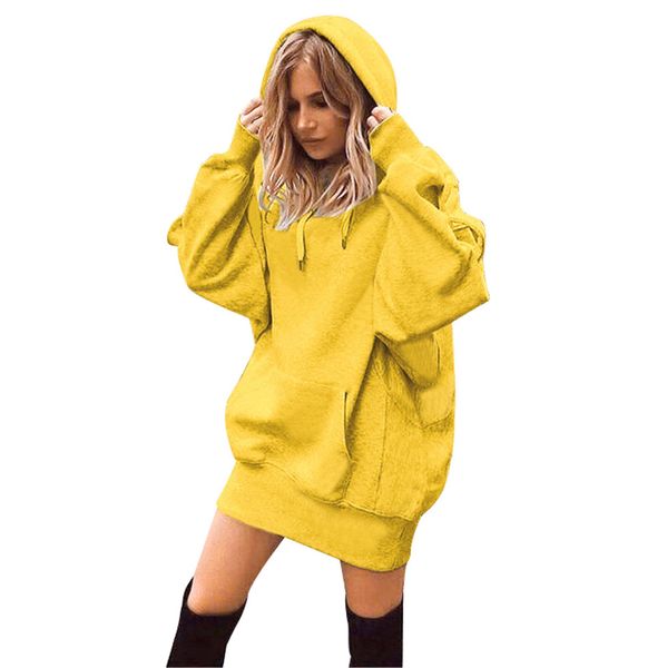 

long hoodie fashion solid color clothes hoodies pullover coat sweatshirt tracksuit women kg-1028, Black