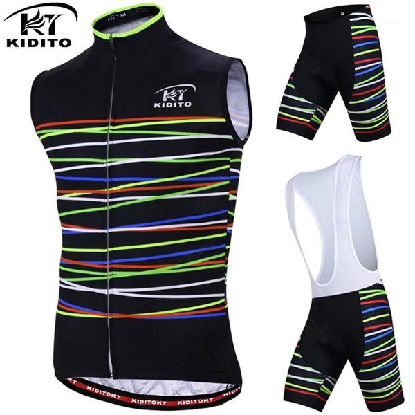 

kiditokt sleeveless cycling jersey set summer mtb bicycle clothing ropa bike vests wear pro cycling set1, Black;blue