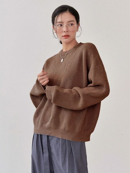 

dazy ribbed knit drop shoulder sweater r2lc#, White