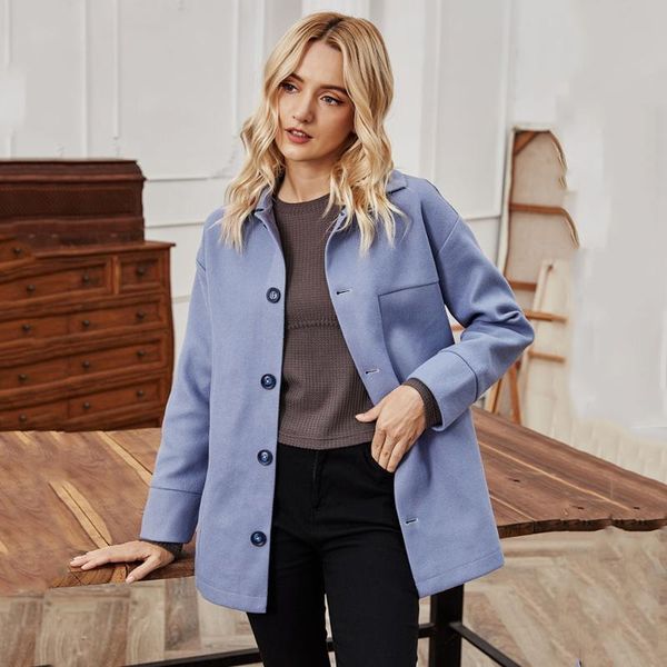 

blue chaqueta mujer 2021 sweet bomber jacket women single row buttons casaco feminino patchwork autumn outwear cute coat vintage, Black;brown