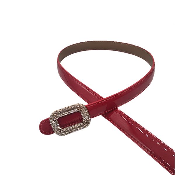 

fashion patent leather women thin belt crystal buckle gift belts size, Black;brown