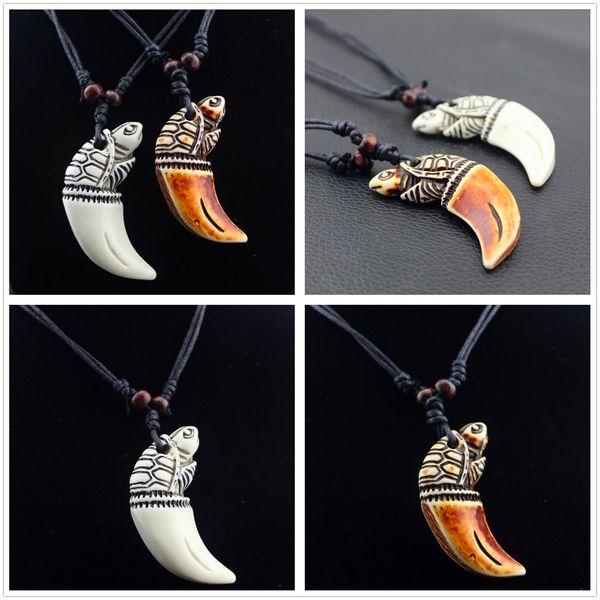 

new tribal resin turtles ivory style choker pendant necklace charm jewelry black rope gift decor ing, Silver