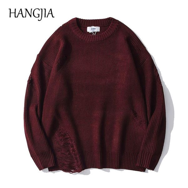 

men's sweaters hip hop destroyed men women harajuku knitted sweater red wine ripped pullovers jumpers tassel for, White;black