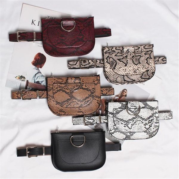 

women waist purse pack serpentine belt pack pu leahter bag fashion snake skin phone coin packet 2020 new waist belt female purse