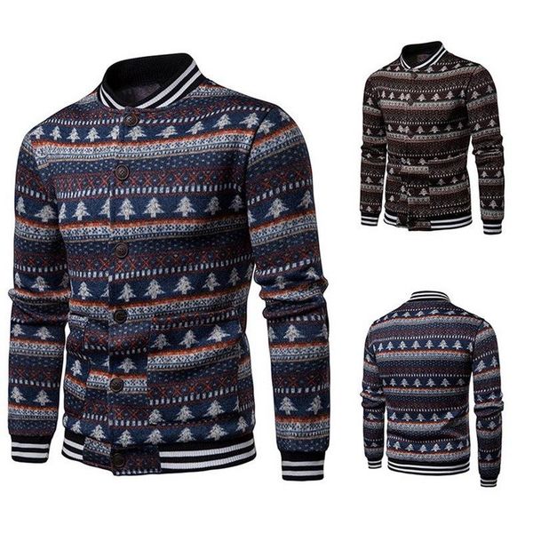 

men's sweaters christmas print autumn cardigan sweater men nice fashion male casual patchwork slim knitting mens jacket coat for, White;black