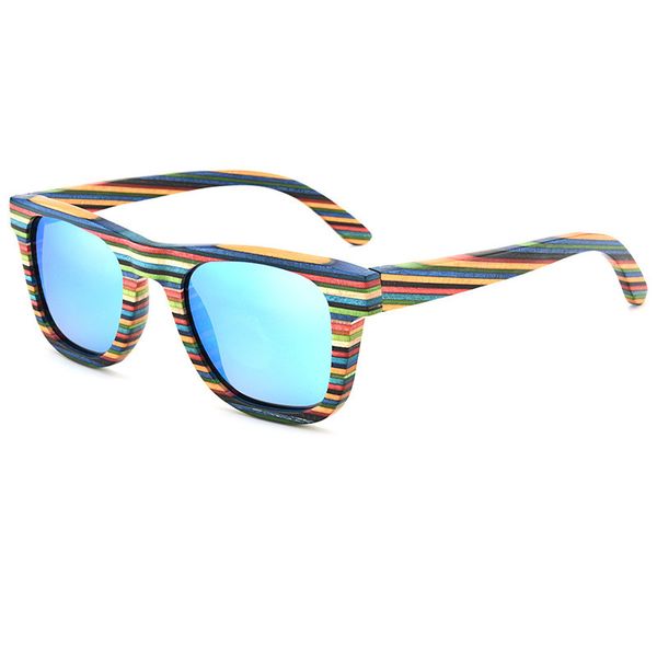 

fashion retro handmade colored wooden frame sunglasses polarized women men multicolor sun glasses beach anti-uv eyeglasses for driving, White;black