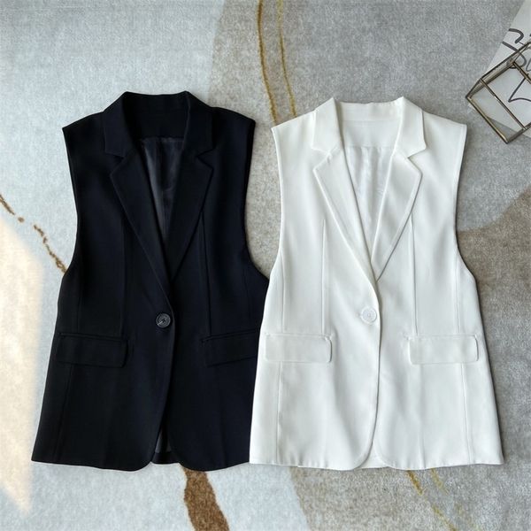 

new ladies fashion sleeveless casual solid color test split vest 0728 201102, Black;white