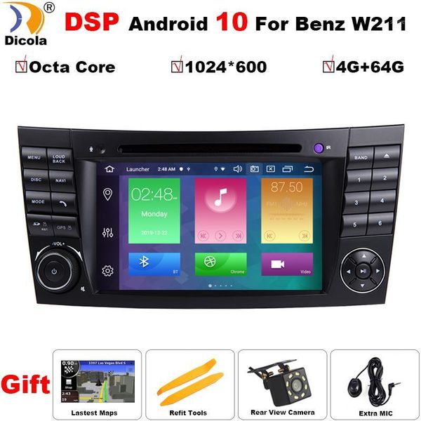 

dsp 4g+64g android 10 ips touch screen car dvd player for e-class w211 e200 e220 e300 e350 octa core4g wifi radio1