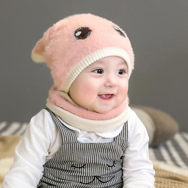 

ear knitted baby hats scarf wool venonat turban beanie warm cute caps hat for childern girls boys bonnet autumn winter ne, Yellow