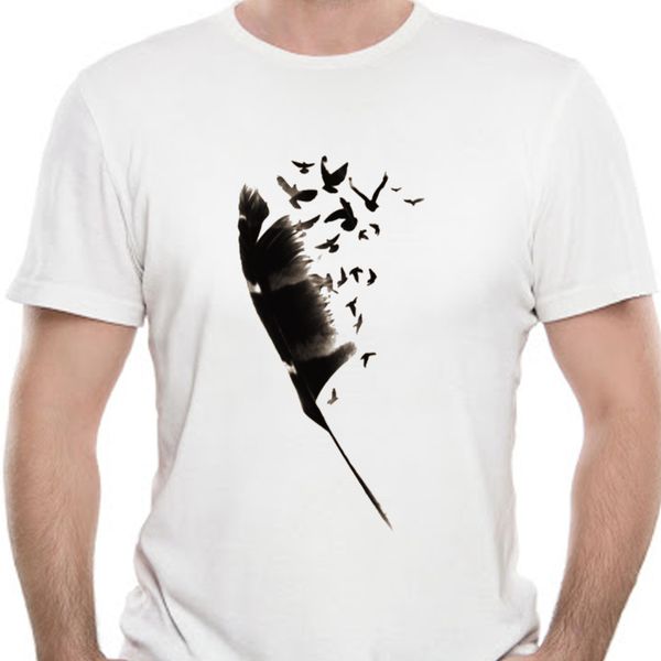 

summer men's t shirts feather birds short sleeve t shirt lovers day elegant crewneck tshirt retro beige 8633a sport hooded sweatshirt h