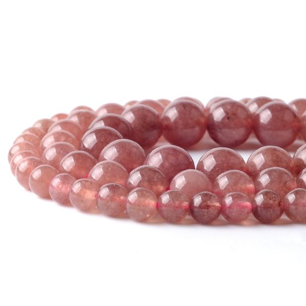 

wholesale natural strawberry spar stone beads round loose spacer beads for jewelry making 6/8/10mm diy bracelet necklace