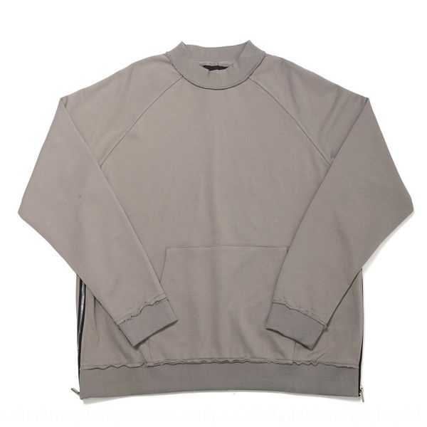 

htscg national tide solid color pullover sweatersweaterround lbe8 brand ins side zipper split pullover men's tide sweater lazy casual t, Black