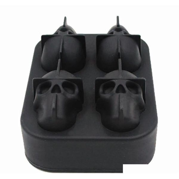 

4 grids 3d skull head ice cube mold halloween skull shaped whisky wine ice cube tray maker chocolate moul jllpau network2010