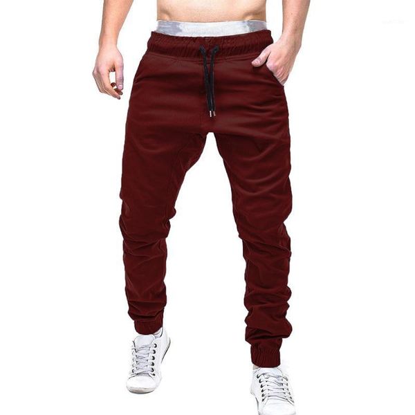 

trousers men casual elastic waist joggings pants men solid 2020 hip hop harem joggers pants spring streetwear pantalones1, Black