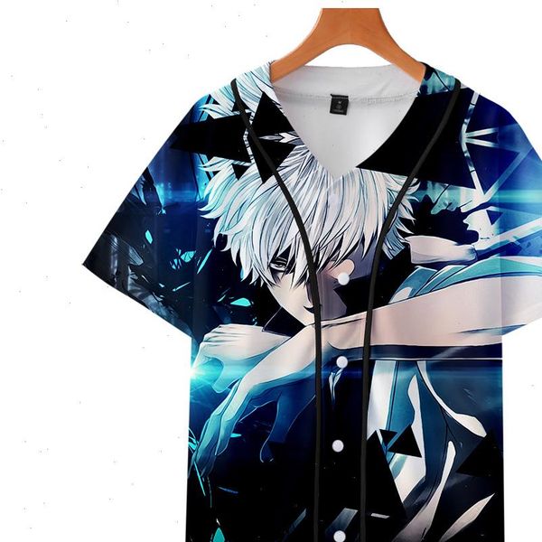 

gintama men anime shirt summer hawaiian shirt breathable cartoon blouse casual 3d printed sakata gintoki pattern, White;black