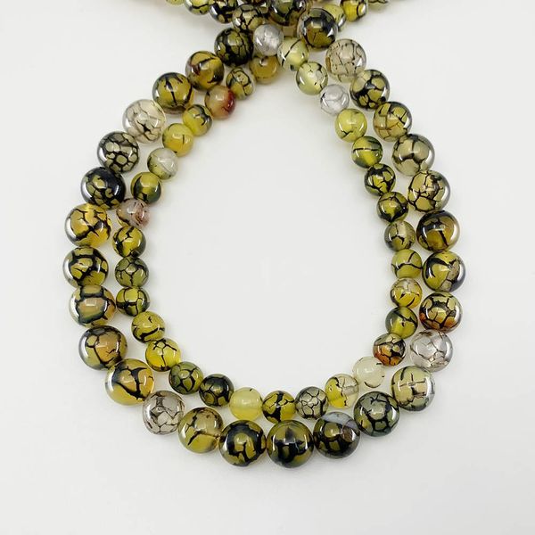 

1 strand 6 8 10 mm natural stone yellow dragon vein agat bead round loose spacer beads for jewelry making findings h bbyqxa