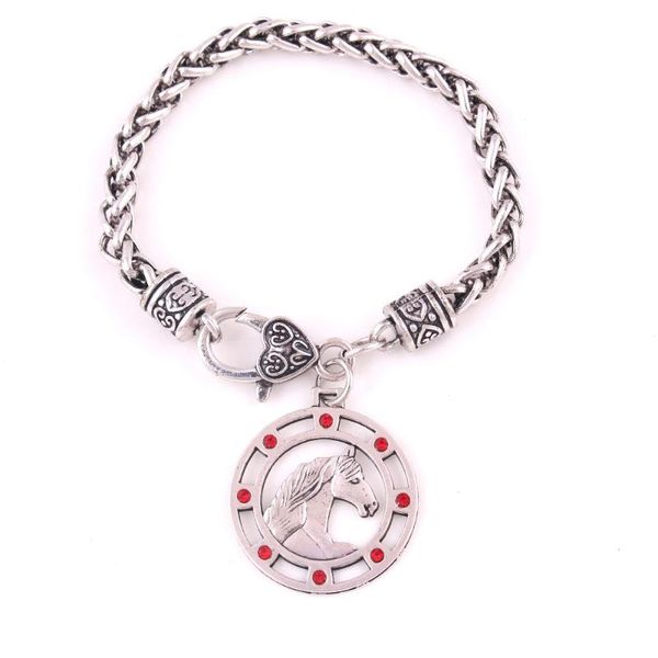 

women men bracelet bangle horse pattern and beautiful sparkling crystal with wheat link chain zinc alloy provide dropshipping, Black