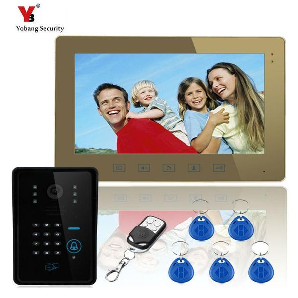 

video door phones yobang security 10inch rfid password intercom phone system wth ir camera 1000 tv line remote access control