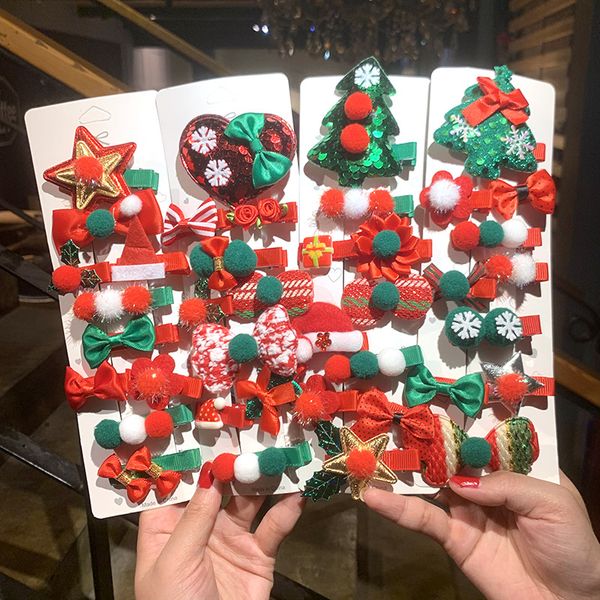 

new christmas hairpin set bowknot hairpin christmas tree snowflake old man duckbill clip child cute hair accessories female