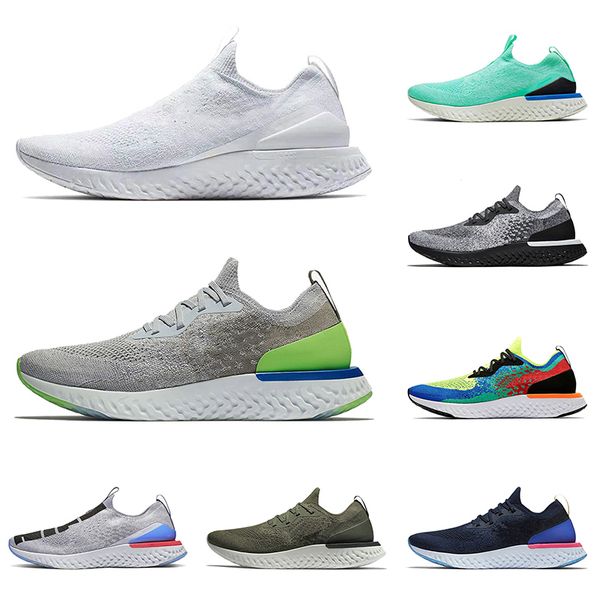 

2021 new quality epic react fly knit v1 v2 running shoes mens womens all white grey volt cookies and cream trainers sneakers 36-45, White;red