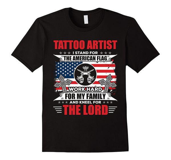 

новая летняя мода мужчины tee shirt татуировщик t-shirt смешные татуировщик подарков american flag повседневная футболка спортивная с капюшо