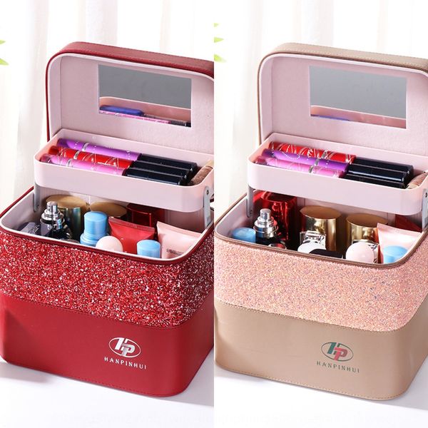 

new portable large storage box bagcosmetic bag bagcapacity super fire bag simple korean portable cosmetic case girl heart cosmetics storage