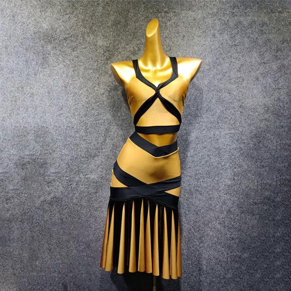 

stage wear 2021 black sleeveless bare back latin dance dress dancing performance women ballroom samba tango w361, Black;red