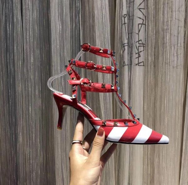 

original box glamorous new women high heels party fashion rivets girls pointed for dance summer perfect quality ladies wedding shoes, Black