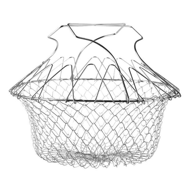

magic basket foldable steam strainer stainless steel colander drainer frying french fryer sink strainer cookin jllmnl