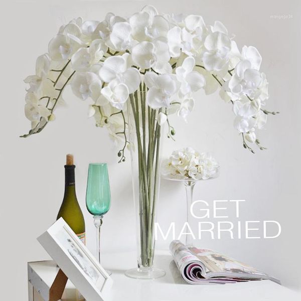 

beautiful 92cm length artificial silk phalaenopsis butterfly orchid leaf pot flower arrangement for wedding birthday decoration1